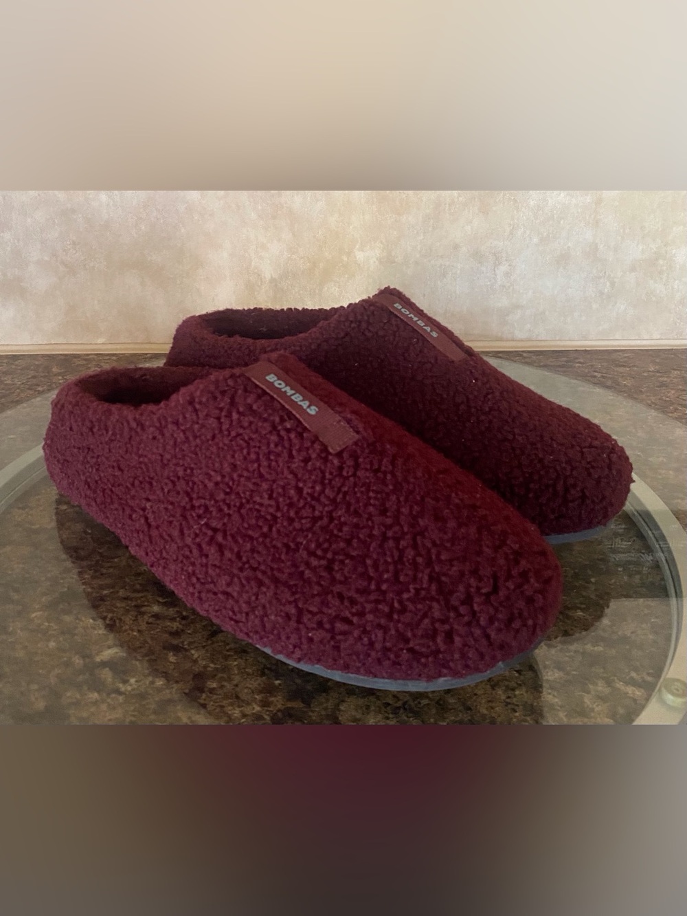 Bombas Burgundy Sherpa Slip-On Clog Style Slipper - Picture 3 of 8